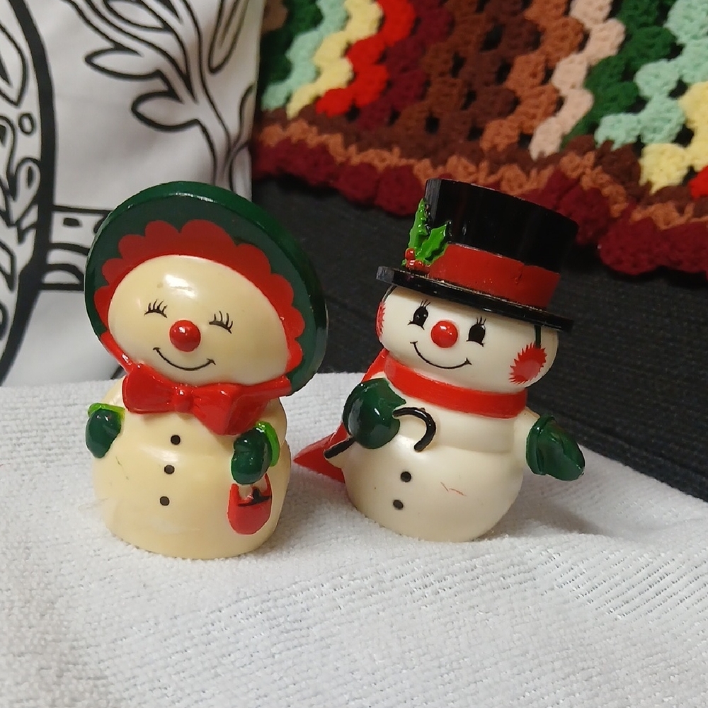Hallmark Festive Snowman Figurines - Red, Green, Black